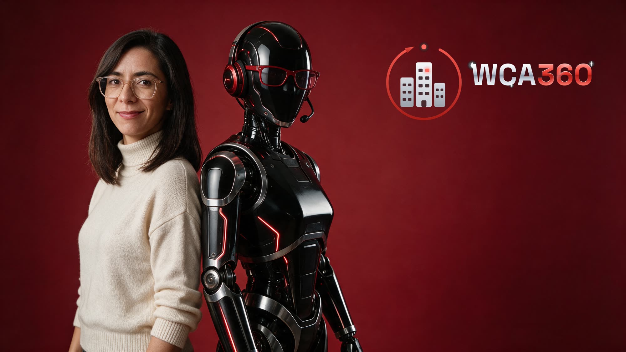 Wendy Chávez junto a Wendolín, la asistente digital de WCA360